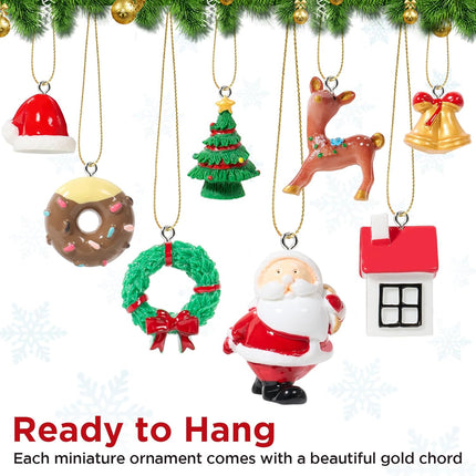 Mini Christmas Ornaments Set of 24 – Cute Resin Christmas Tree Figures by Sooez
