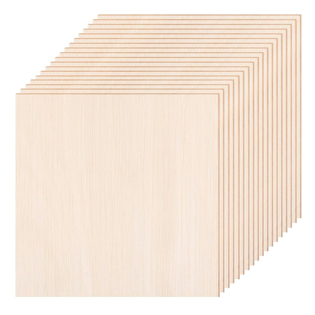 18 Pack 6x6 Inch Basswood Sheets, 1/16 Inch Thin Plywood Squares for DIY Crafts