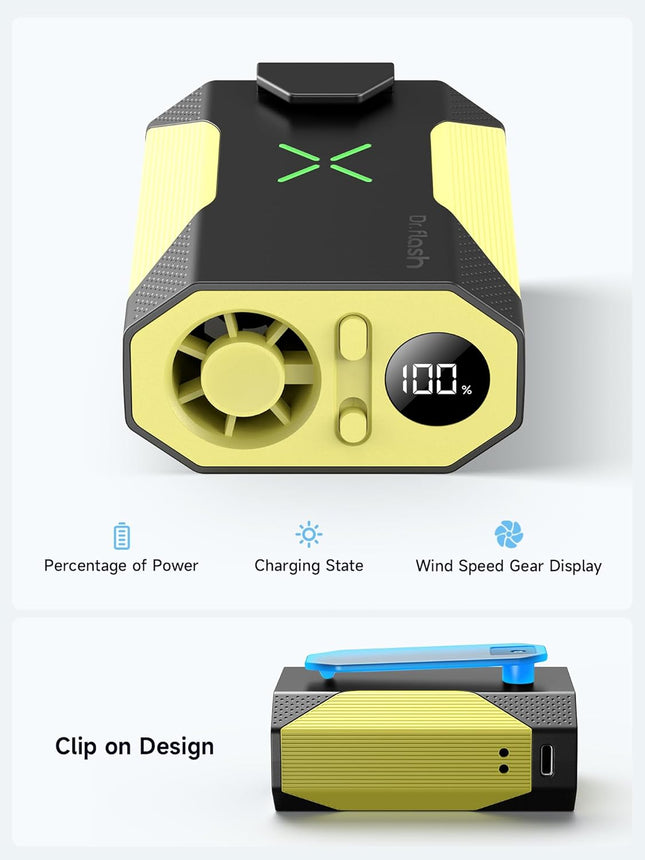 Portable Waist Fan Clip-on, 5-Speed Adjustable Wearable Personal Cooler