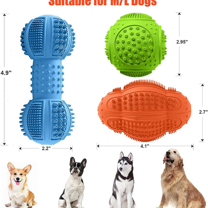 3 Pack Dog Chew Toys for Aggressive Chewers Teeth Cleaning & Gum Massage