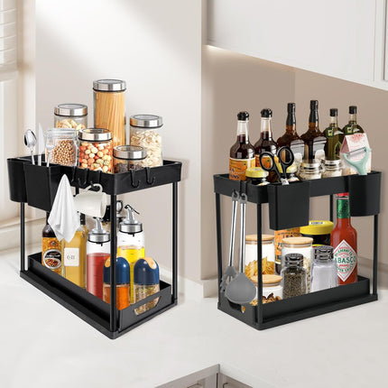 2-Pack Under Sink Organizer – 2-Tier Sliding Rack for Bathroom & Kitchen