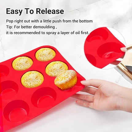 2 Pack Silicone Muffin Pan 12 Cup Cupcake Baking Mold BPA Free Egg Bites