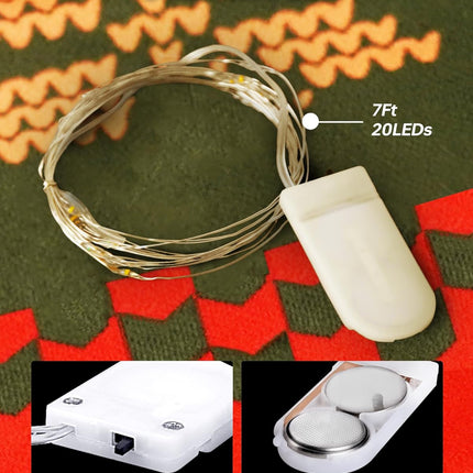 6PCS 7Ft Mini String Fairy Lights – Battery Powered Warm White Xmas Lights