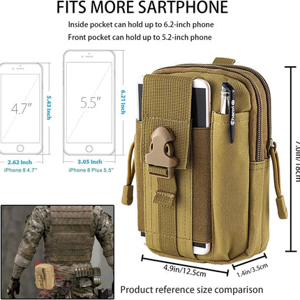 2-Pack Tactical MOLLE Pouches – Universal EDC Waist Bags with Holster
