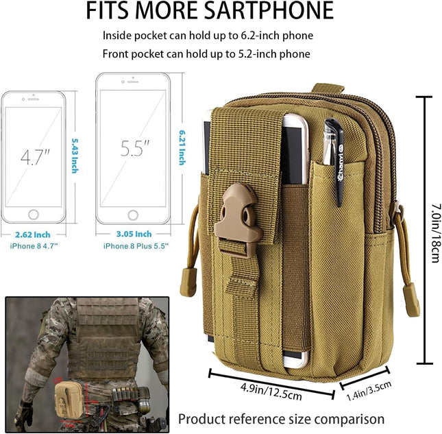 2-Pack Tactical MOLLE Pouches – Universal EDC Waist Bags with Holster