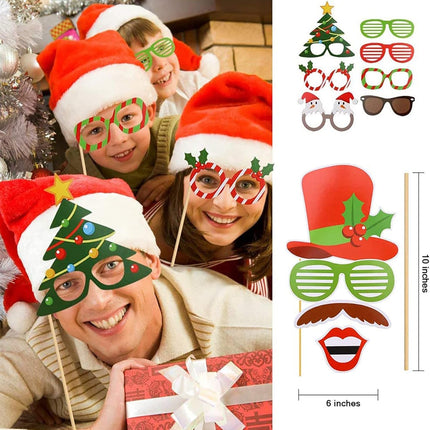32PCS Christmas Photo Booth Props – DIY Selfie Props for Kids & Adults