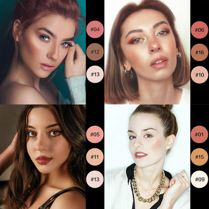 16-Color Contour Palette – Blush, Highlighter & Bronzer, All-in-One