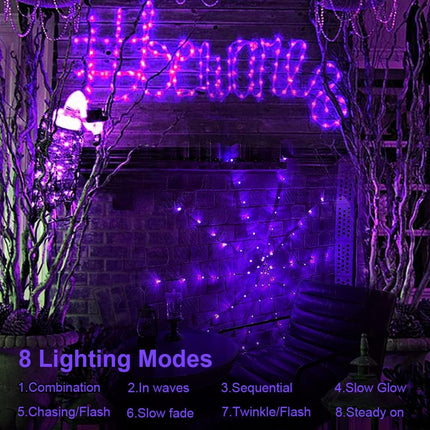 4FT Halloween Spider Web Lights, 70 LEDs, Black Spider, Remote, 8 Modes, Purple