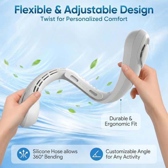 Portable Neck Fan Rechargeable Bladeless 5 Speed Personal Fan for Travel Home