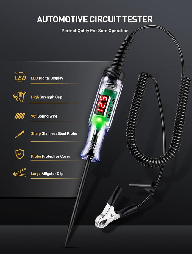 Automotive Test Light – 3-48V LED Voltage Display, Circuit Tester with Polarity Indication
