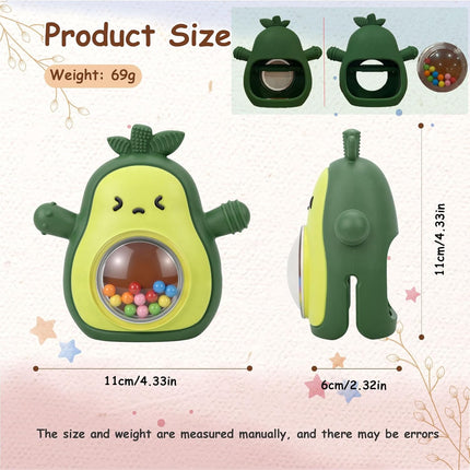 Baby Teether Avocado Mitten – BPA-Free Teething Toy for 3+ Month Infants