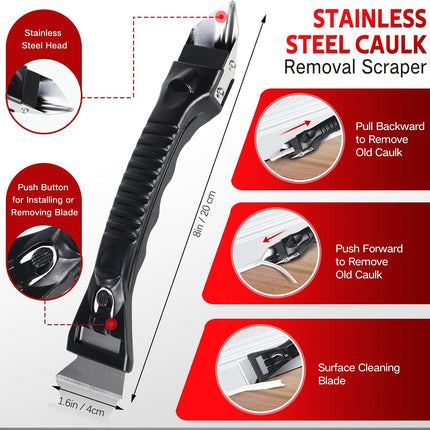 Silicone Caulking Kit – Remover Tool, Scrapers, Grout Removal Tool for Kitchen & Bath
