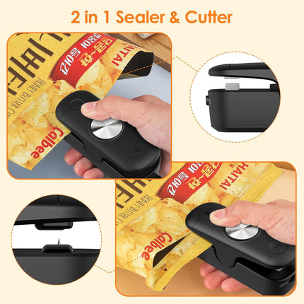 Mini Heat Sealer for Food Bags – 2-in-1 Portable Resealer with Cutter