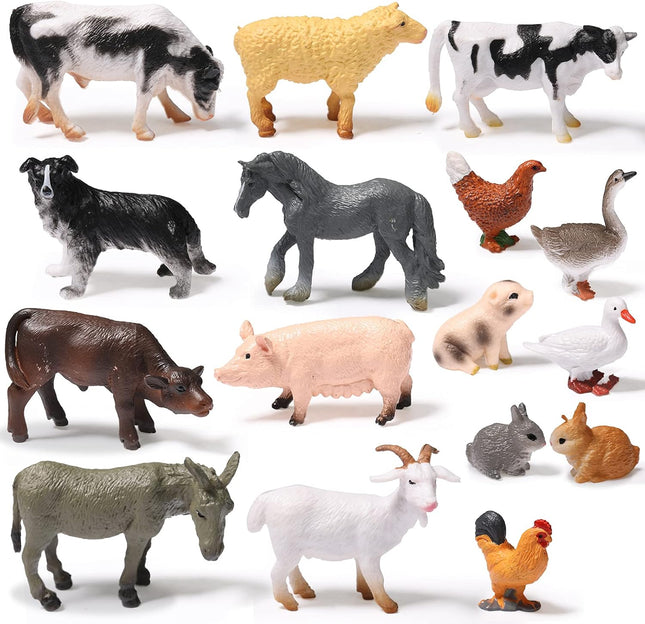 16 Pcs Animal Figurines by Namalu – Jungle & Farm Animals for Cake Toppers & Parties