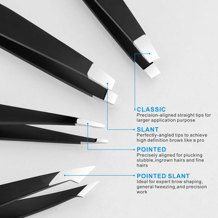 Professional Tweezers Set – Stainless Steel for Eyebrows & Hair Removal