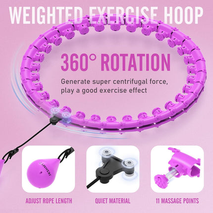 Weighted Hula Hoop for Adults 30 Detachable Links Infinity Fitness Exercise Hoop
