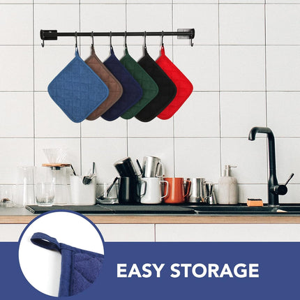 5 Pack Dark Blue Pot Holders Heat Resistant Hot Pads Trivet Kitchen Baking