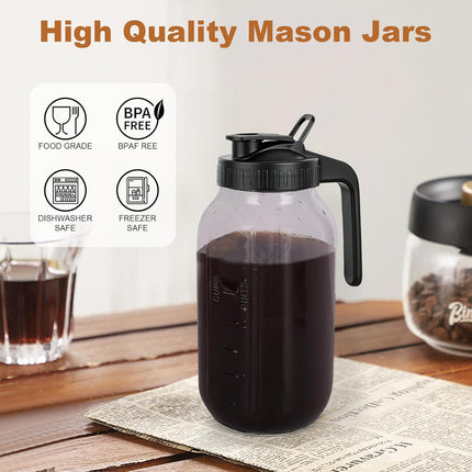64oz Cold Brew Coffee Maker – Mason Jar Pitcher with Stainless Steel Filter