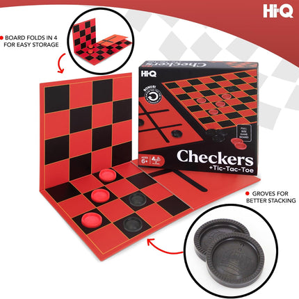HI-Q Checkers & Tic-Tac-Toe – Classic Strategy Board Game for Kids & Family