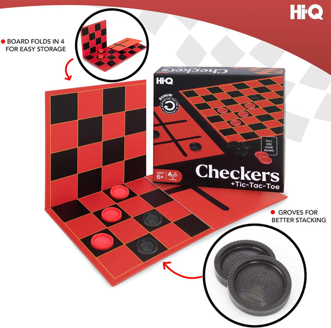 HI-Q Checkers & Tic-Tac-Toe – Classic Strategy Board Game for Kids & Family