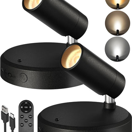 2-Pack Rechargeable Picture Lights, Wireless Magnetic Wall Spotlights with Remote