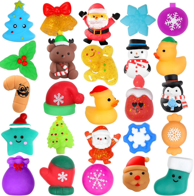 25PCS Christmas Squishy Toys – Mochi Squishies for Kids Party Favors