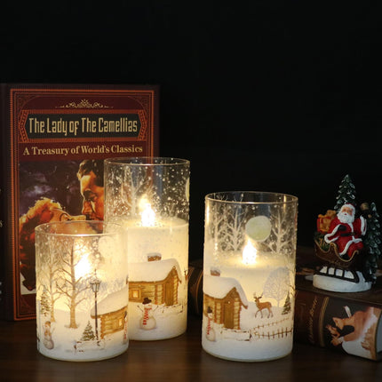Snowman LED Flameless Candles – Real Wax Pillars 3”,5”,6” with Remote & Timer
