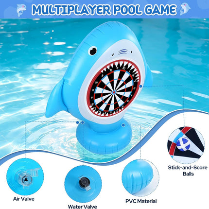 Shark Floating Target Pool Game Summer Water Toy for Kids Ages 4-12