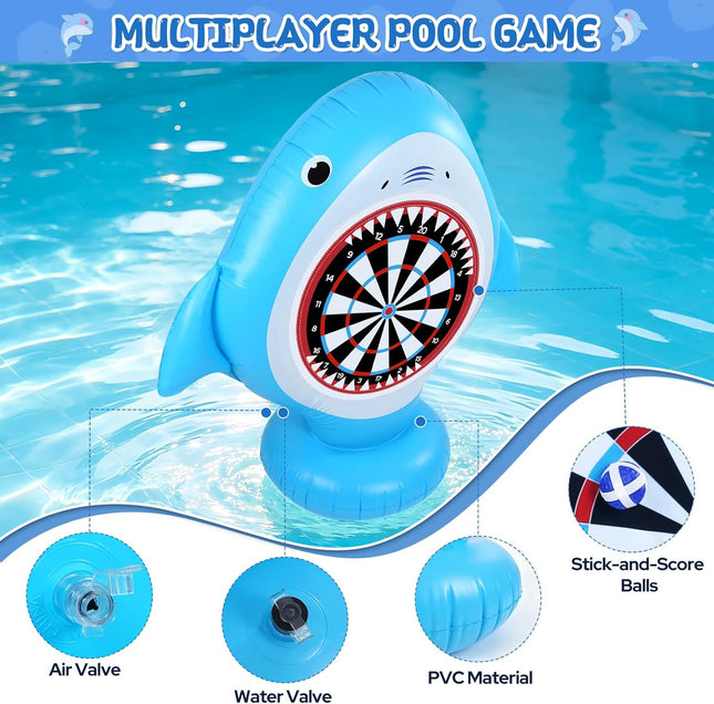 Shark Floating Target Pool Game Summer Water Toy for Kids Ages 4-12