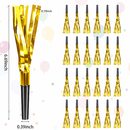 24 PCS Gold New Year Noise Makers Glitter NYE Party Blowouts & Favors
