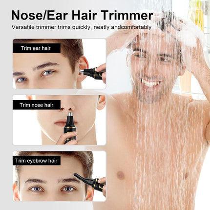 6-in-1 Manscape Body & Beard Trimmer for Men, Waterproof Rechargeable Grooming Kit, Type-C Dock