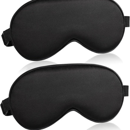 2 Pack Sleep Mask Blackout Silk Eye Mask Adjustable Strap for Women Men