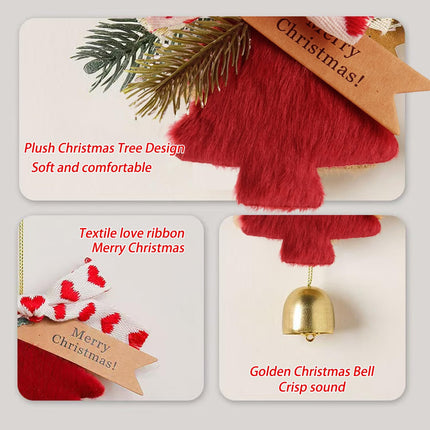 Christmas Plush Tree Ornaments – Cute Fuzzy Hanging Pendant with Gold Bell