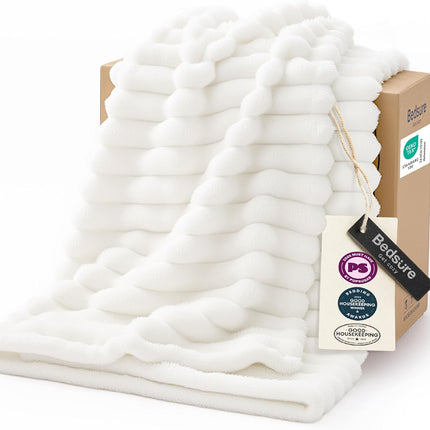 GentleSoft White Throw Blanket 50x60 – Cozy Fleece, Gift for Mom & Women