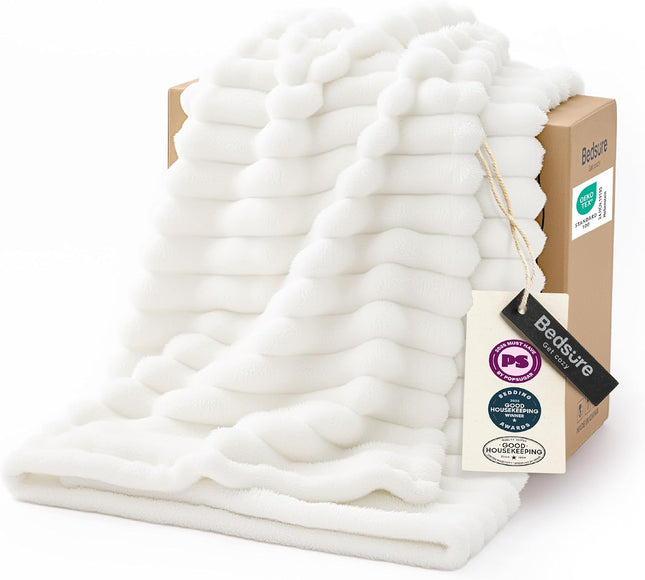 GentleSoft White Throw Blanket 50x60 – Cozy Fleece, Gift for Mom & Women