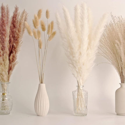 65PCS Pampas Grass Decor – Dried Flowers, Bunny Tails & Boho Bouquet