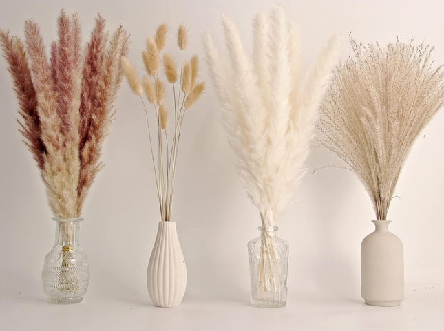 65PCS Pampas Grass Decor – Dried Flowers, Bunny Tails & Boho Bouquet