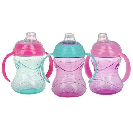 3-Pack Clik-It Grip N’ Sip Sippy Cups – 10oz, Soft Spout, No-Spill