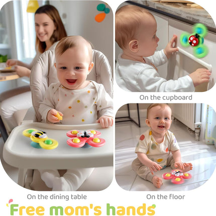 3PCS Baby Spinner Toys, Suction Cup Sensory Toy Birthday Gift for Toddlers