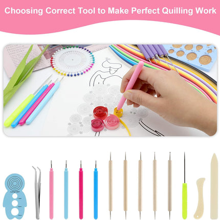 14 Pcs Paper Quilling Tool Set Double Head Pens Slotted Tools Awl Tweezer