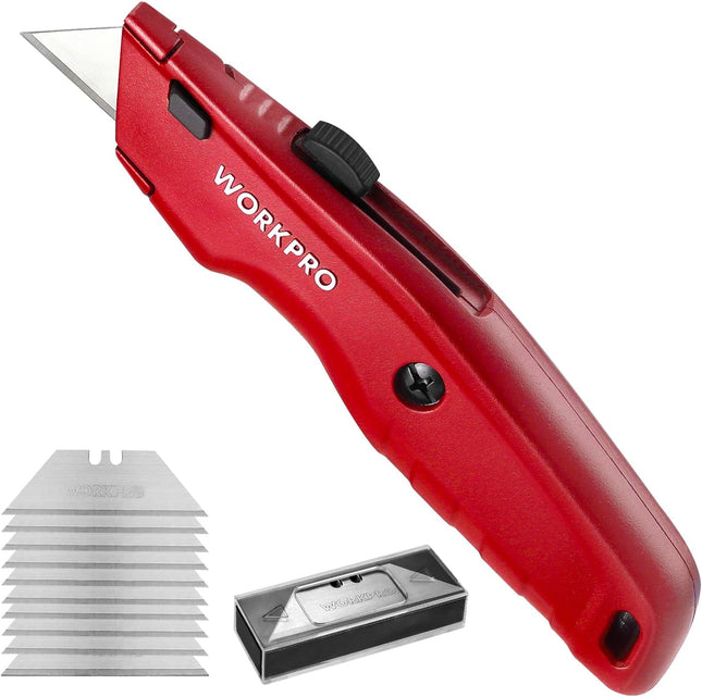 Premium Retractable Utility Knife – Heavy Duty Metal Box Cutter + 10 Blades
