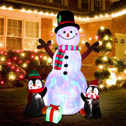 6ft Outdoor Inflatable Christmas Decorations – Snowman & Penguin with LEDs