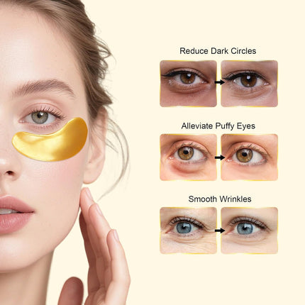 24K Gold Gel Collagen Eye Patches – 30 Pairs for Dark Circles & Wrinkles