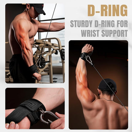 Wrist Straps for Weightlifting with D-Rings Gym Lifting Straps for Men & Women