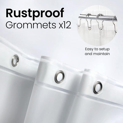 Waterproof PEVA Shower Curtain 72x72 – Clear, Non-Toxic, Rust-Proof Grommets