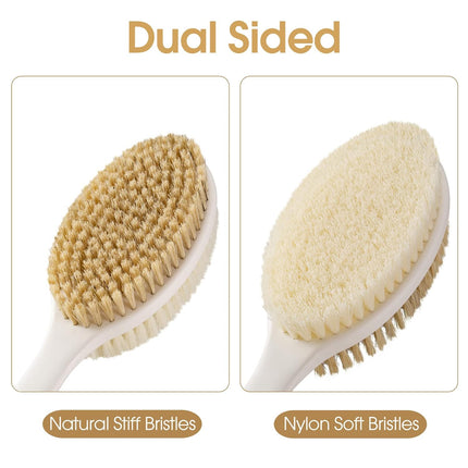 Back Scrubber for Shower – Long Handle, Soft & Stiff Bristles, Green