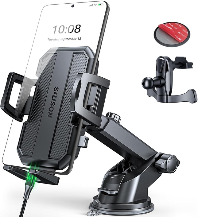 3-in-1 Car Phone Holder – Dashboard, Windshield & Vent Mount for iPhone & Samsung