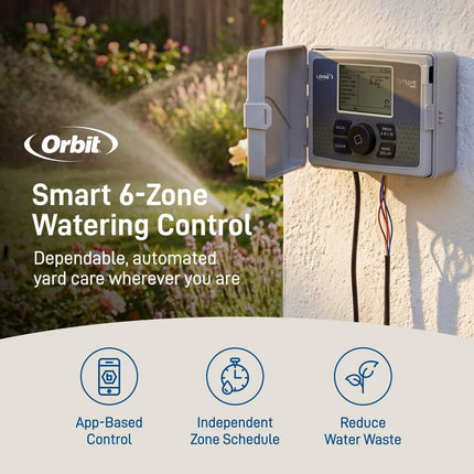 B-hyve 6-Zone Smart Sprinkler Controller 57946, Indoor & Outdoor Use