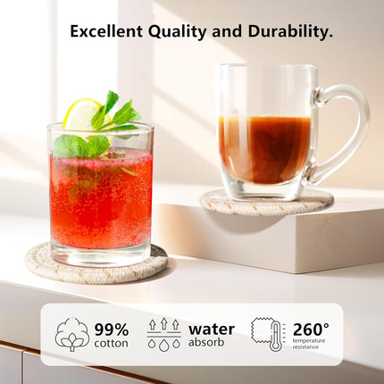 8-Piece Cotton Coasters – Absorbent, Multi-Color, Home & Coffee Table