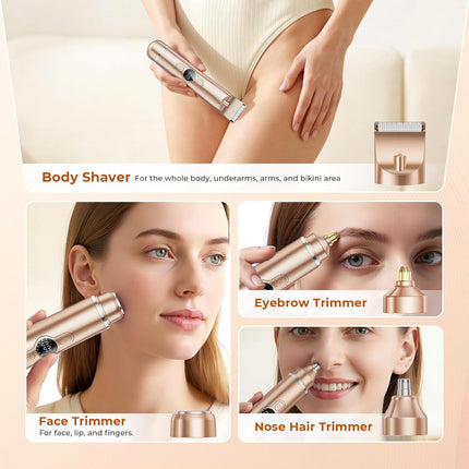4-in-1 Bikini Trimmer Women Dual Head Electric Razor Wet Dry Body Shaver